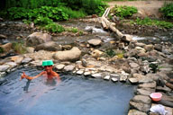 Danish viking in japanese hot spring