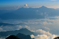 Evening view of Tateyama mountain range from Shiroumadake.