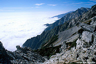 Clouds covering Hakuba village at the foot of Shiromumadake.